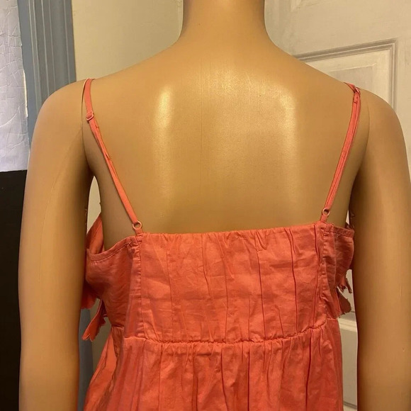 J Crew Y2K Tank Sun Dress Sz M Pink Ruffle Spaghetti Strap Cottagecore Babydoll - Picture 10 of 10